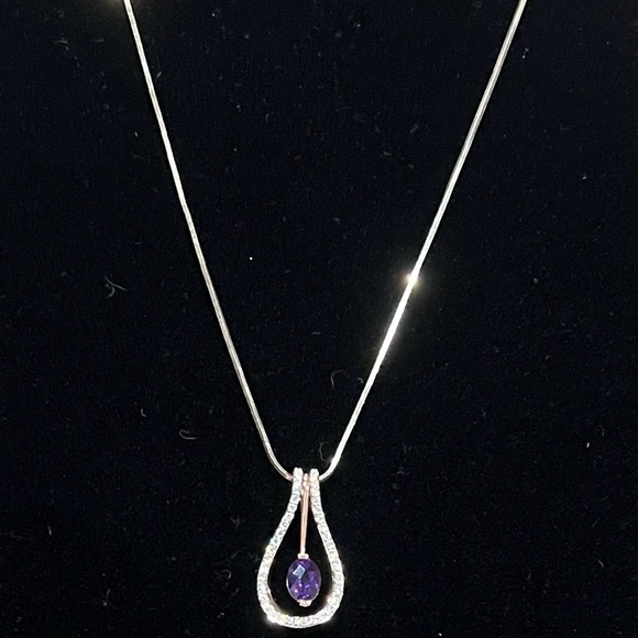 Zeghani Amethyst & Diamond Two-tone sterling silver Necklace